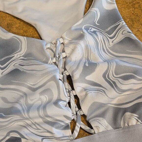 White Gray Marble Lace-Up Bralette Sports Bra Pink Victorias Secret Small Women - Picture 14 of 16